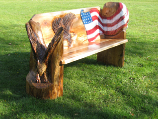 Bench with Eagles & American Flag